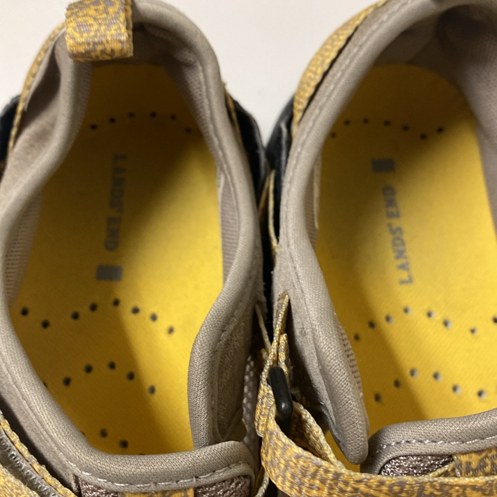 Lands’ End Women’s 10M Sport Sandals Yellow/Gray Leather Adjustable Closure - Picture 6 of 8